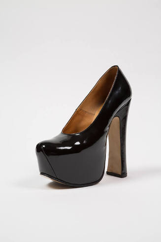 Black patent leather high heel platfrom pump
