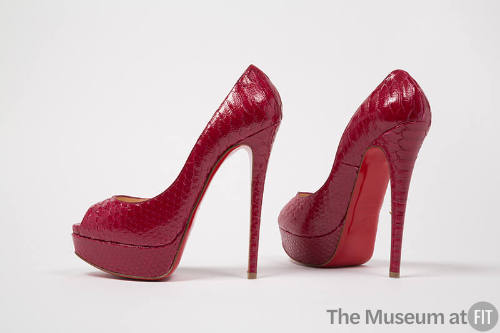 Red snakeskin open toe high heel pumps with front platform sole