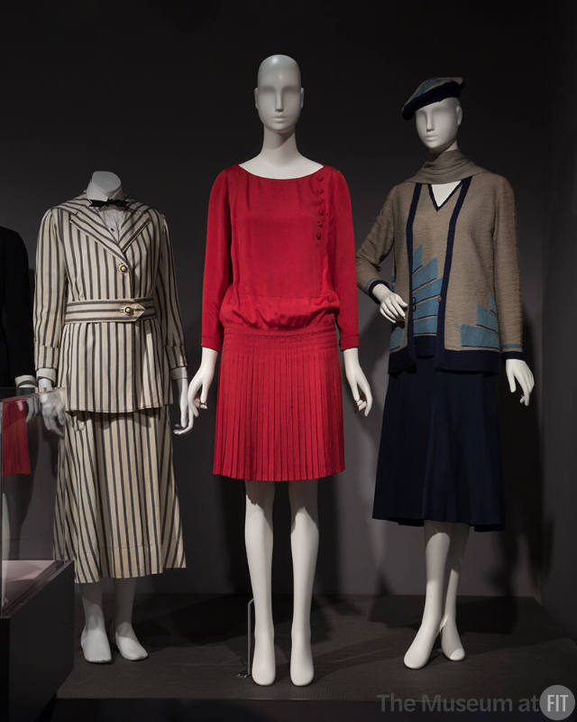 MinMax_08 Left to right P85.35.2 (suit), 80.13.2 (dress), 2009.15.7 (ensemble)