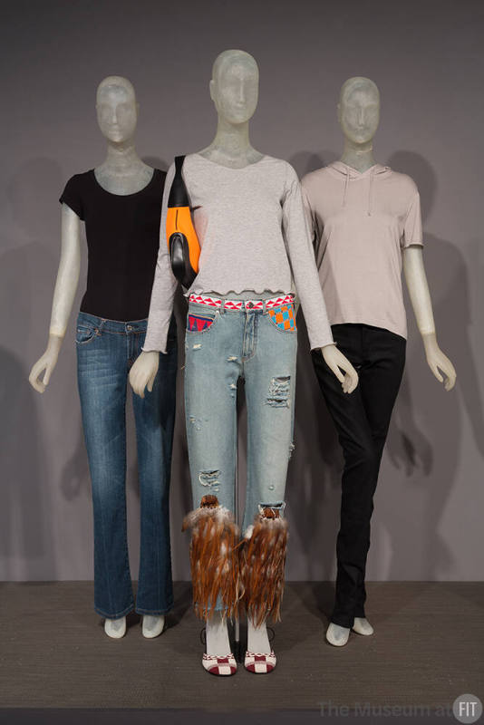 Denim_10 Left to right 2015.66.1 (jeans), 2015.7.1 (ensemble), 2007.19.2 (black jeans)