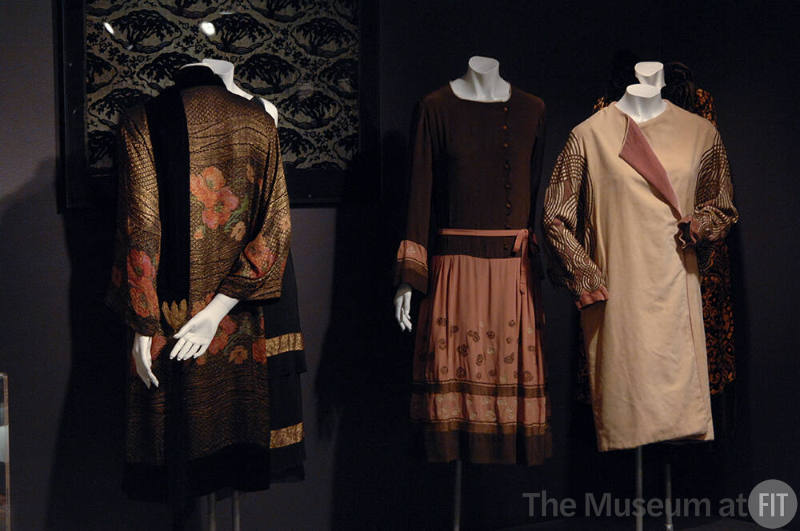 Exoticism_12 Left to right  73.65.5 (evening coat), 83.79.49 (textile wall), P76.1.1 (dress), 84.213.1 (coat)