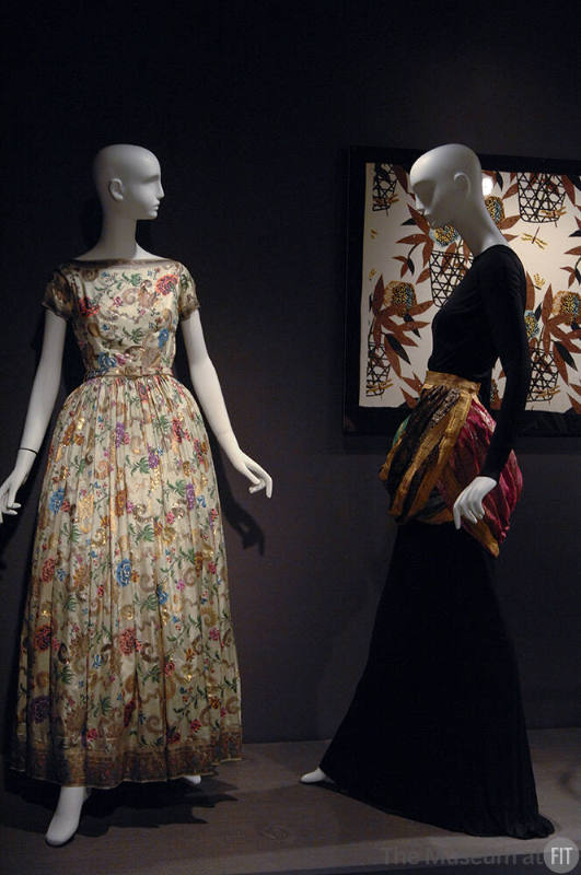Exoticism_15 Left to right 76.113.3 (dress), 82.55.2 (black dress), 82.164.166 (textile wall)