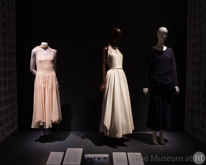 Exhibitionism_19 Left to right P83.39.7 (dress), 72.61.91 (white dress), 88.157.3 (top and skirt)