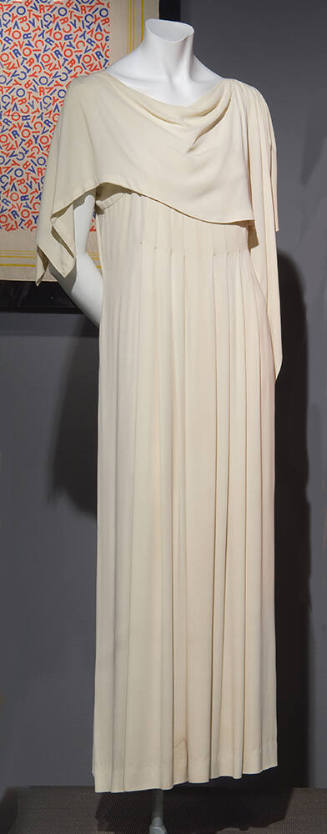 Cream crepe floor length evening dress and capelet